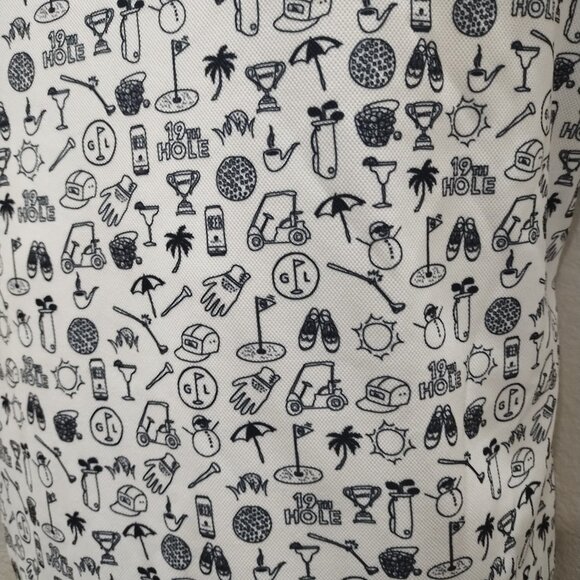 AG Adriano Goldschmied Bryce S/S Polo Bold Golf Print Medium white black - Picture 7 of 7